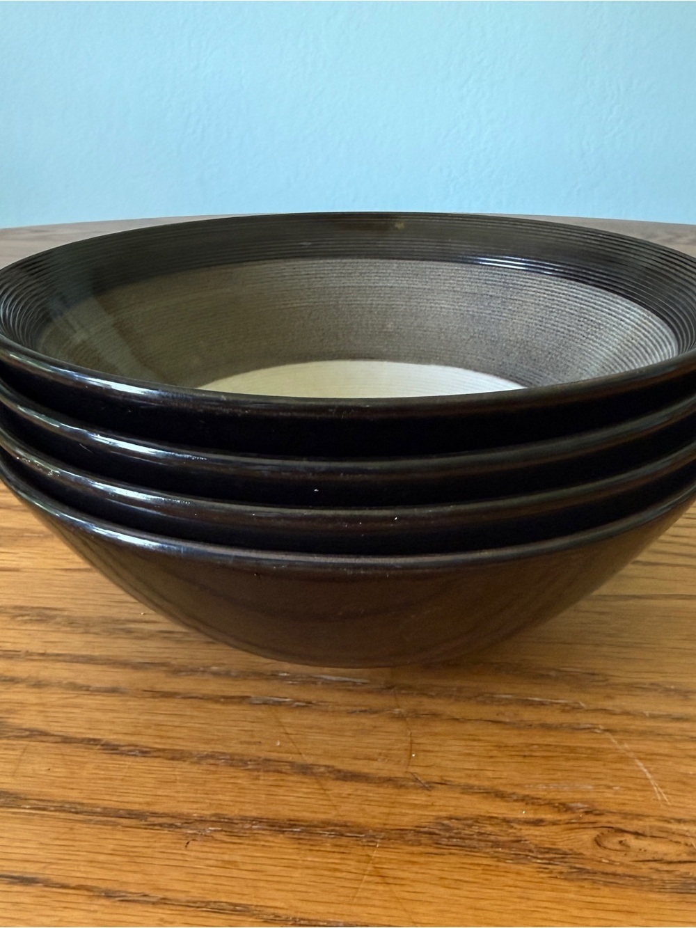 Set of 4 Sango 7.5” Soup Cereal Bowls Capri Black 4810